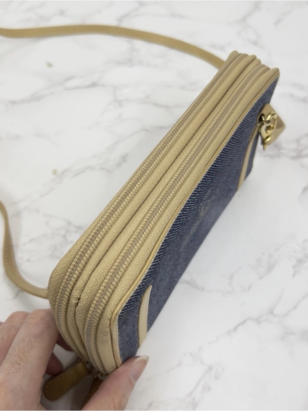 Vivienne Westwood Blue Denim Wallet on a Strap with Tan Trim - EUC - Picture 7 of 10
